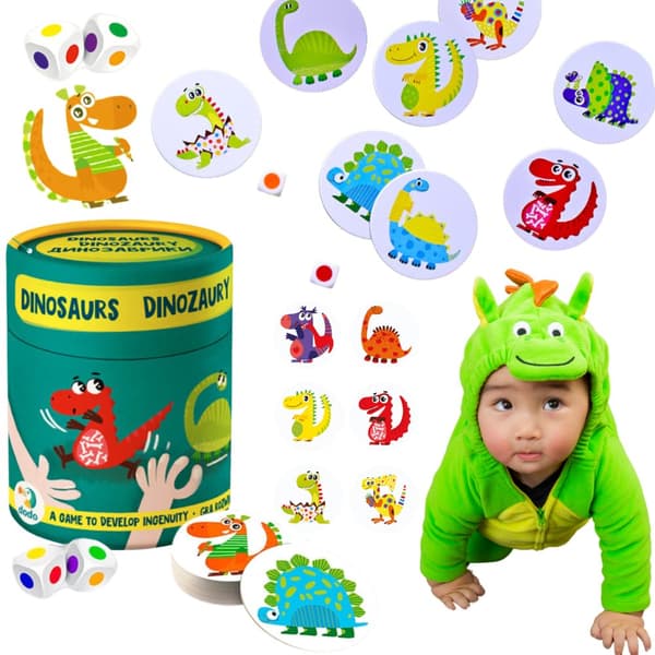 Dinosaurs Observation Game Set Pedagogiska roliga tokens tärningar