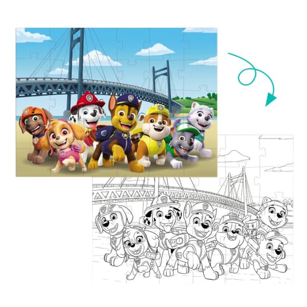 Puzzle 2in1 Paw Patrol palapeli ja väritys yhdessä tassupartiossa