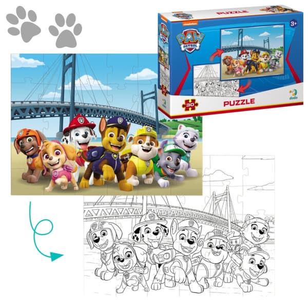 Puslespil 2-i-1 Paw Patrol Puslespil og farvelægning i ét Paw Patrol-sæt