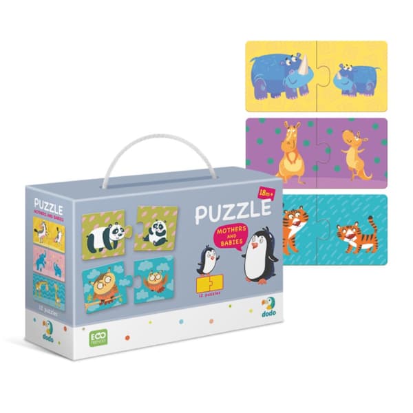 Puzzle Duo -puolikkaat "Äidit ja lapset" 12 pulmaeläinsetti 300150
