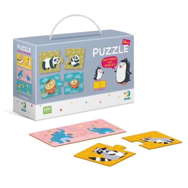 Puzzle Duo -puolikkaat "Äidit ja lapset" 12 pulmaeläinsetti 300150