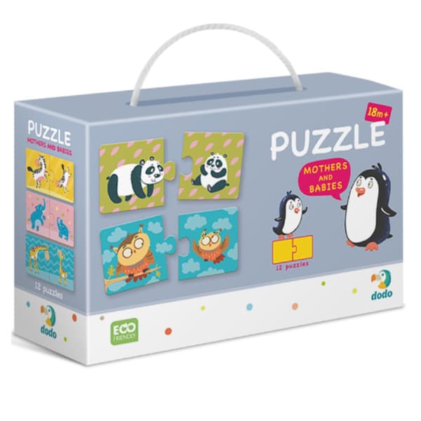 Puzzle Duo -puolikkaat "Äidit ja lapset" 12 pulmaeläinsetti 300150