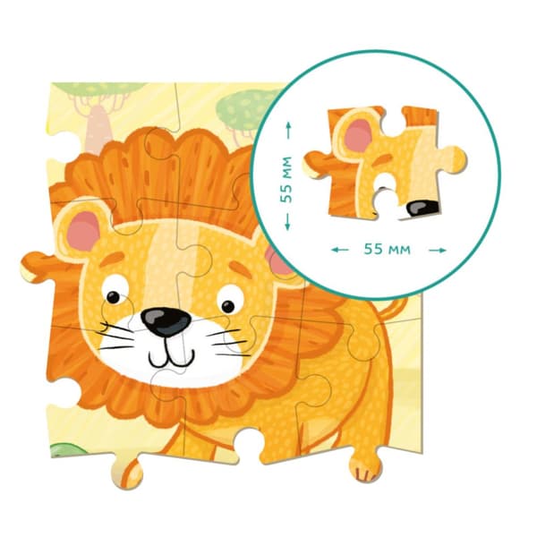Palapeli "Lion" 16 osaa opettava palapeli lapsille eläinsetti 300165