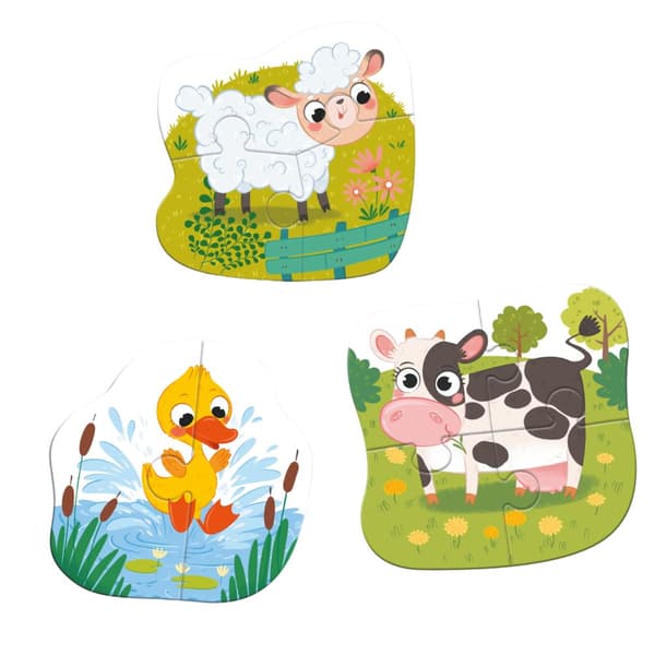 Puzzle 3in1 2-3-4 Elements "Farm Animals" Tre pussel för barn 300393