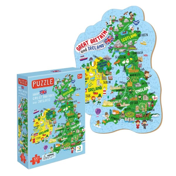 Puslespil "Kort over Storbritannien og Irland" 100 brikker puslespilsæt 301160