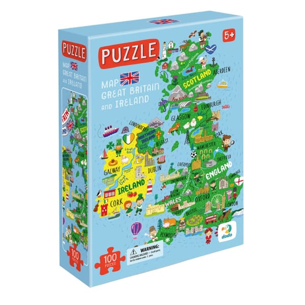Puslespil "Kort over Storbritannien og Irland" 100 brikker puslespilsæt 301160