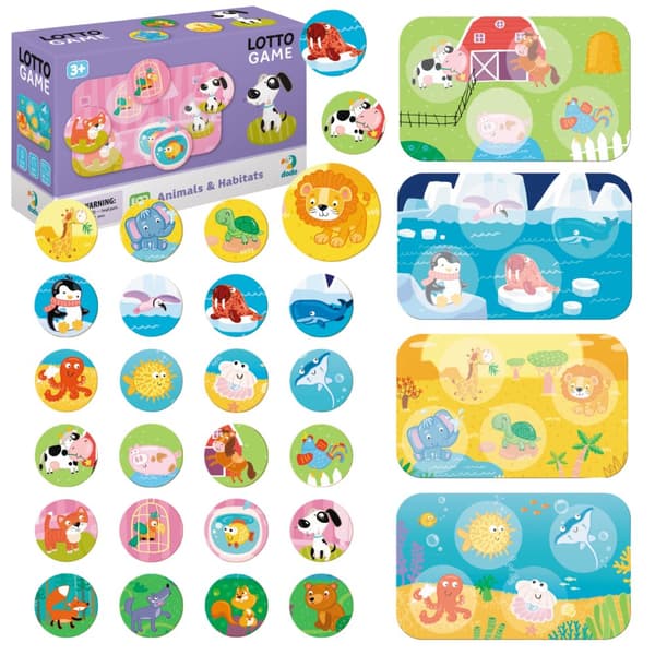 Pedagogiskt bingospel - Animals Set Cards Tokens Animal World 300196