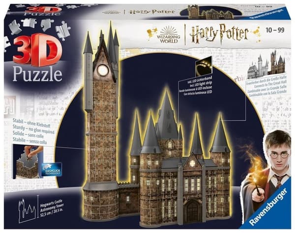 Ravensburger 3D-puslespil med bygninger om natten: Hogwarts slotstårn 540 brikker. 115518