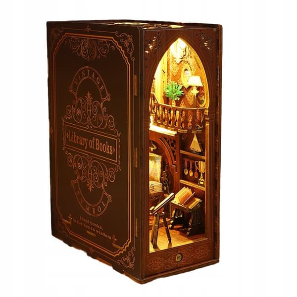 Gør-det-selv træ 4D puslespil belysning bibliotek boghylde støtte