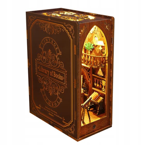 Gør-det-selv træ 4D puslespil belysning bibliotek boghylde støtte