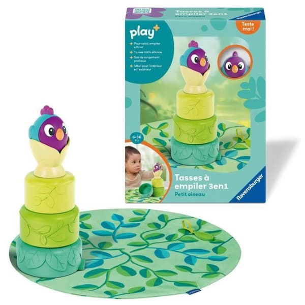 Ravensburger play+, Pinottavat kupit - Little Bird, 0-12 kuukautta, Varhaiskasvattajat, Vauva