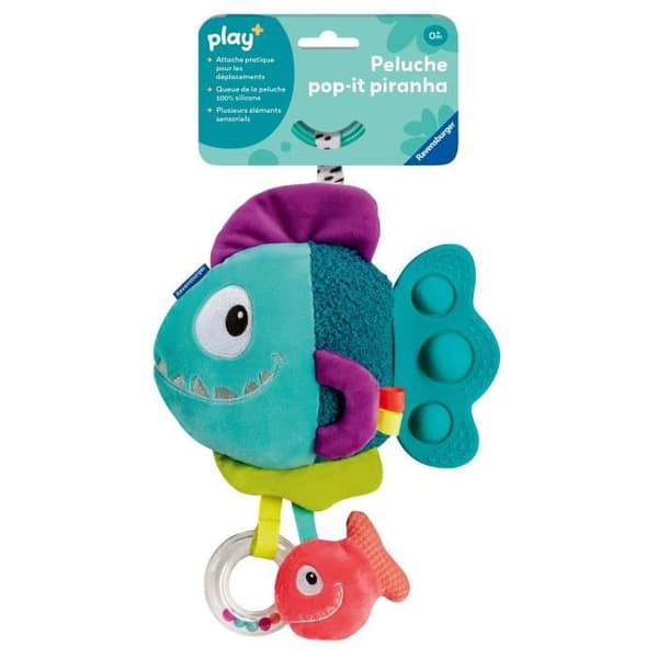 Ravensburger play+, Pop-it Plys - Blå Piranha, 6-36 måneder, Tidlige år, Baby