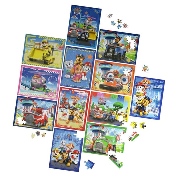 Spil, PAW Patrol Puslespil 12-pak, 24, 48 og 100 brikker, Børnepuslespil, Med Chase, Marshall, Skye, Everest, Rubble, Zuma, Rocky, For alderen 4 og op
