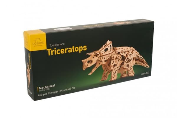 3D Træpuslespil Triceratops Dinosaur uGEARS