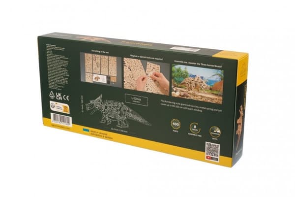 3D Træpuslespil Triceratops Dinosaur uGEARS