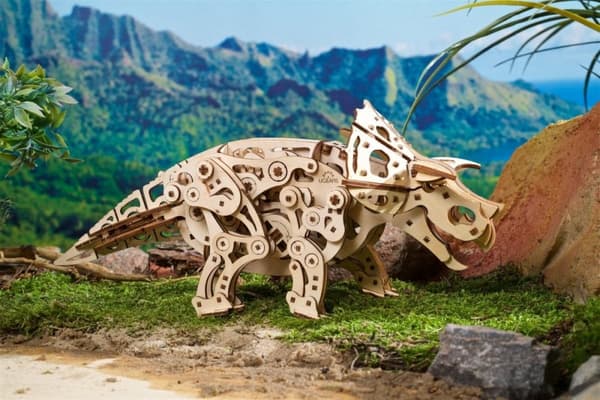 3D Træpuslespil Triceratops Dinosaur uGEARS