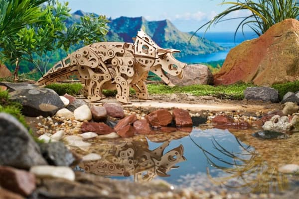 3D Træpuslespil Triceratops Dinosaur uGEARS