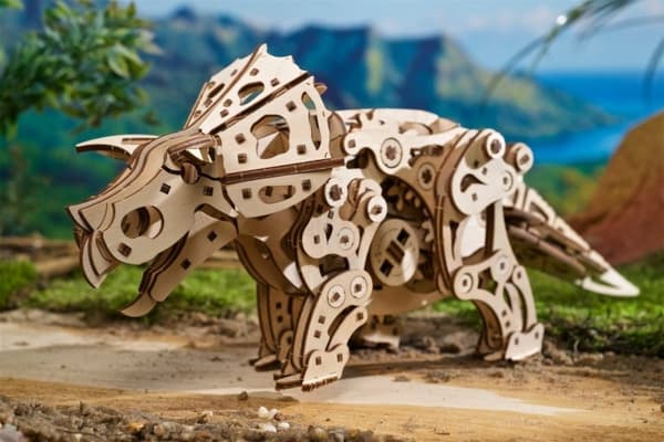 3D Træpuslespil Triceratops Dinosaur uGEARS