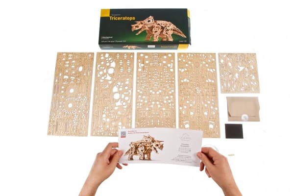 3D Træpuslespil Triceratops Dinosaur uGEARS