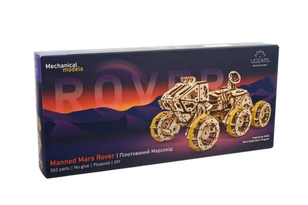3D Træpuslespil Bemandet Mars Rover uGEARS