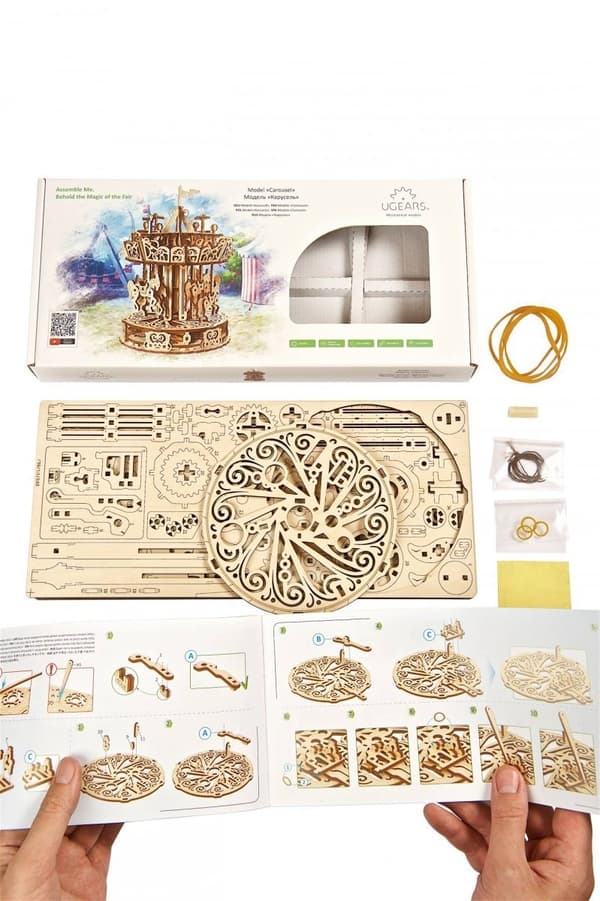 3D Træpuslespil Karrusel uGEARS