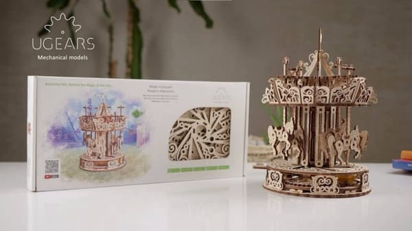 3D Træpuslespil Karrusel uGEARS