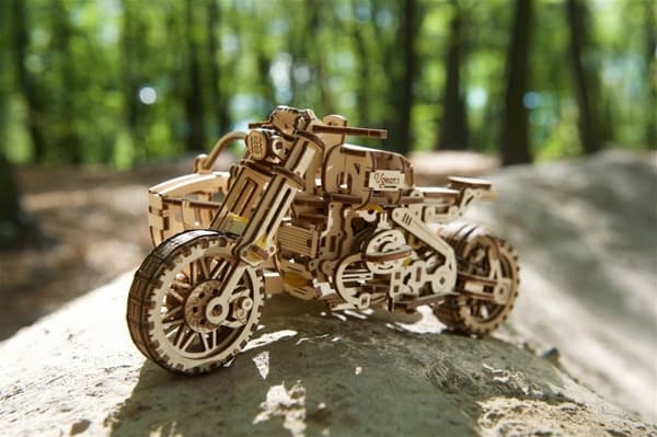 3D Træpuslespil Scrambler UGR-10 med sidevogn uGEARS