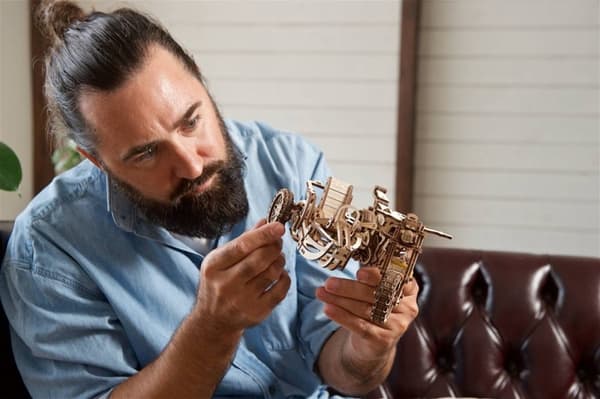 3D Træpuslespil Scrambler UGR-10 med sidevogn uGEARS