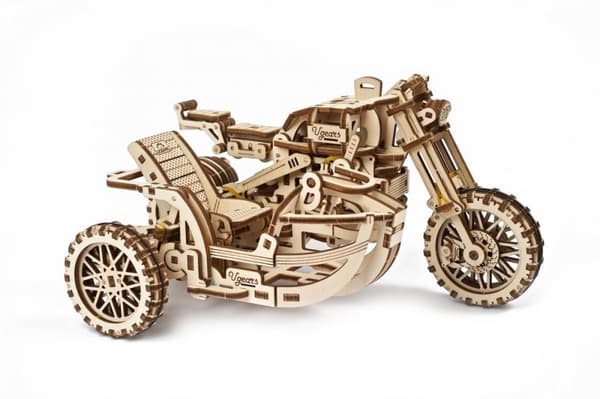 3D Træpuslespil Scrambler UGR-10 med sidevogn uGEARS