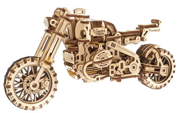 3D Træpuslespil Scrambler UGR-10 med sidevogn uGEARS