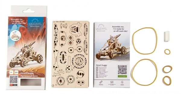 3D Træpuslespil Ørken Mini Buggy uGEARS