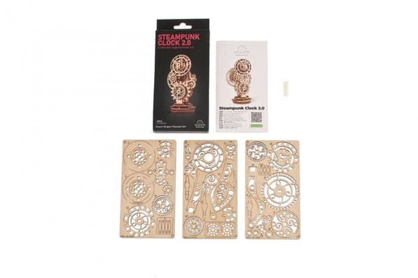 3D-puslespil i træ med steampunk-ur 2.0 uGEARS