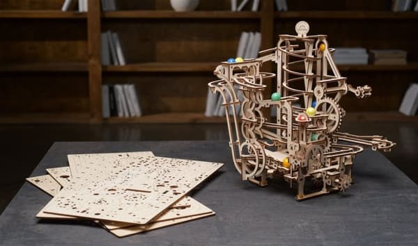 3D træpuslespil kuglebane spiralhejs uGEARS