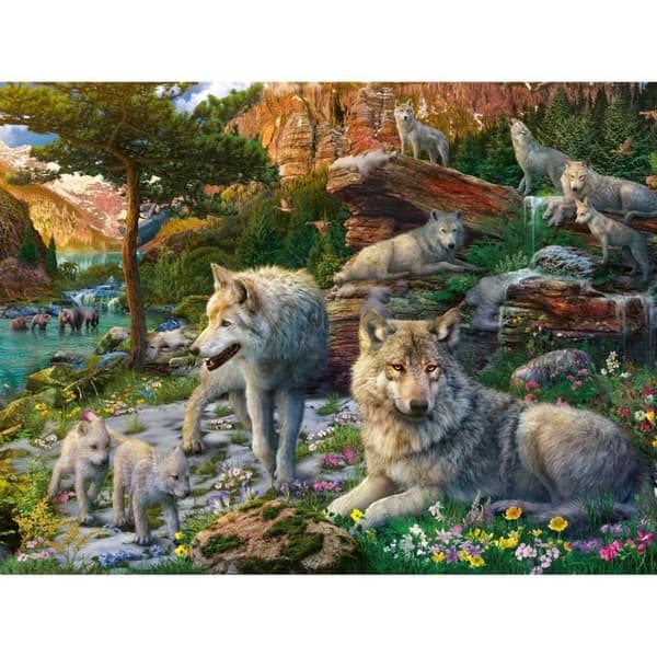 1500 bitars pussel med vargar på våren, vuxna och barn från 14 år, premiumpussel 80x60 cm, 12000719, Ravensburger