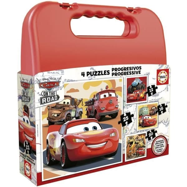 CARS Progressivt Pussel - Förpackning med 4 pussel - Educa - 12-16-20-25 bitar