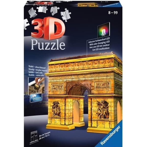 Valaistu Riemukaari 3D-palapeli - Ravensburger - 216 palaa - liimaton - värillisillä LEDeillä - Lapset 8 vuotta