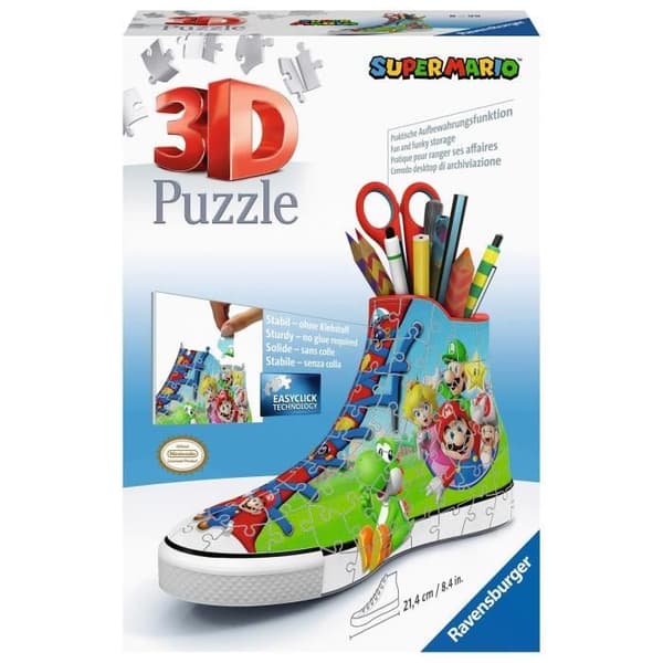 3D-pussel Sneaker Super Mario - Ravensburger - 108 bitar - Limfri - Från 8 år