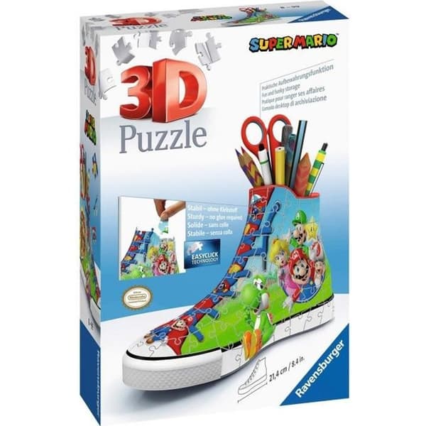 3D-pussel Sneaker Super Mario - Ravensburger - 108 bitar - Limfri - Från 8 år