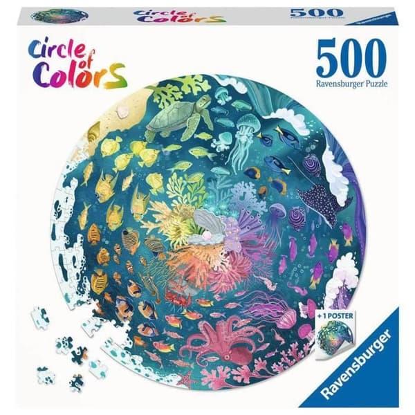500-palainen pyöreä palapeli Valtameri, Väriympyrä, Aikuisille, 12-vuotiaille alkaen, 17170, Ravensburger