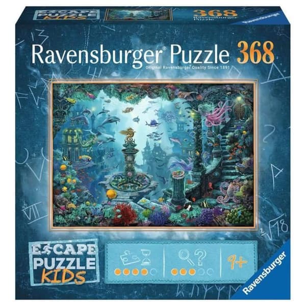 Børns flugtpuslespil i undervandsriget, puslespil med 368 brikker, 9. december, 13395, Ravensburger