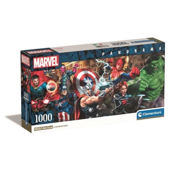 CLEMENTONI - Kompakt 1000 bitar Panorama - Marvel, The Avengers