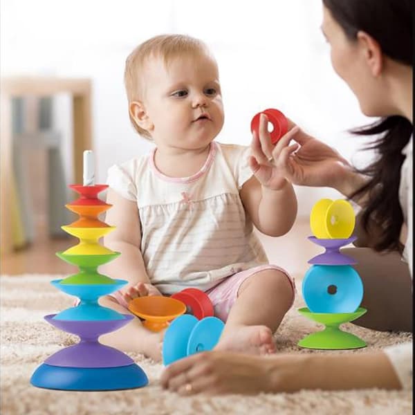 WOOPIE BABY Värikäs tornipalapelipyramidi – Opettavainen lelu 18 kk+