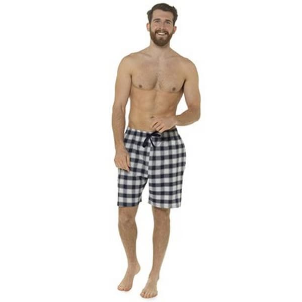 Foxbury Mens Checked Lounge Shorts (Pack Of 2) Navy/Black M