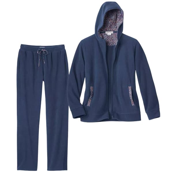 Atlas for Women Loungekläder i fleece med zebramönster för damer/damer Navy 16 UK - 18 UK