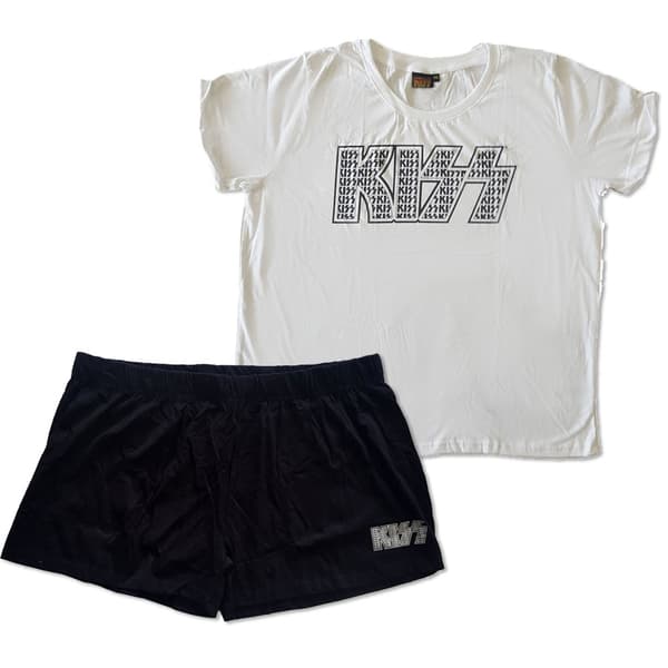 KISS Ladies Summer Pyjamas: Logo Infill (Medium)