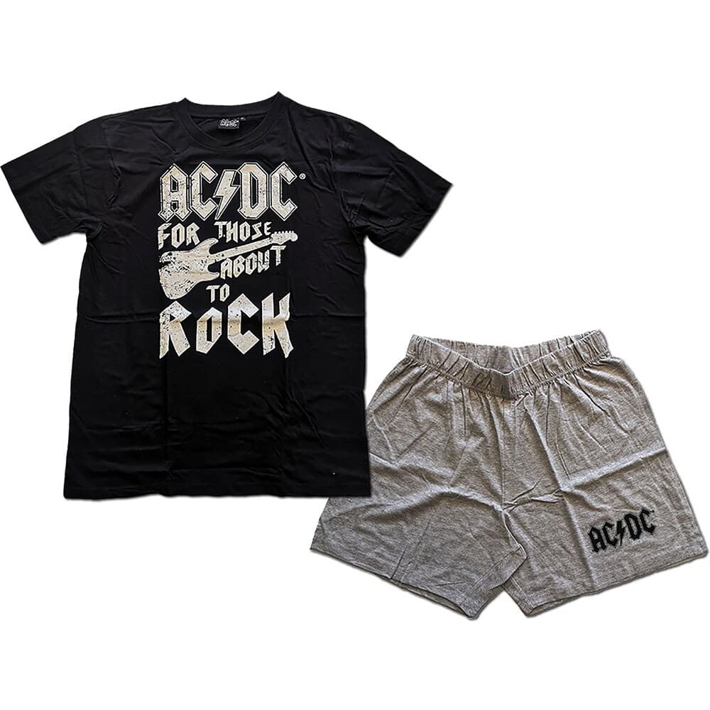 AC/DC Unisex Summer Pyjamas: FTATR Guitar (Large)