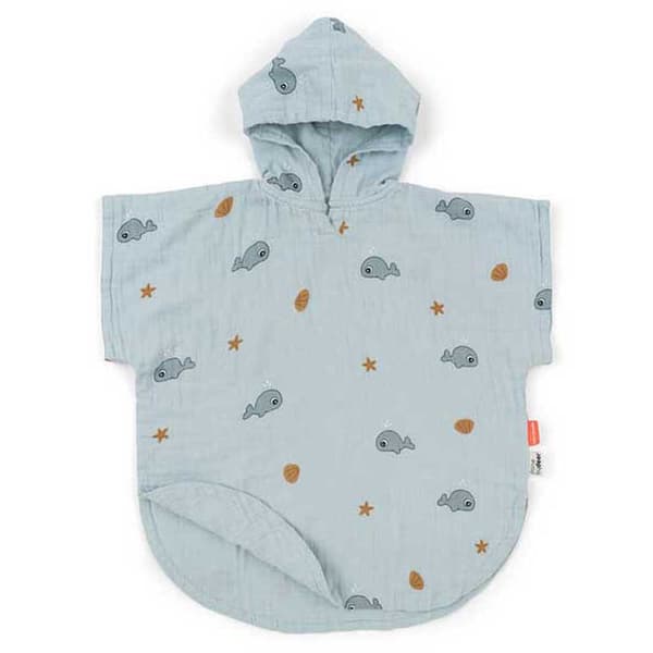 Done By Deer Strand Poncho Gots Wally Blå