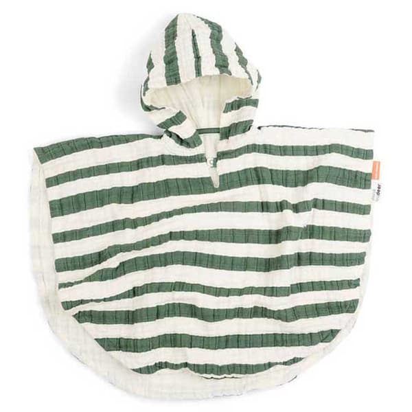 Done By Deer Poncho Gots Stripes Vihreä