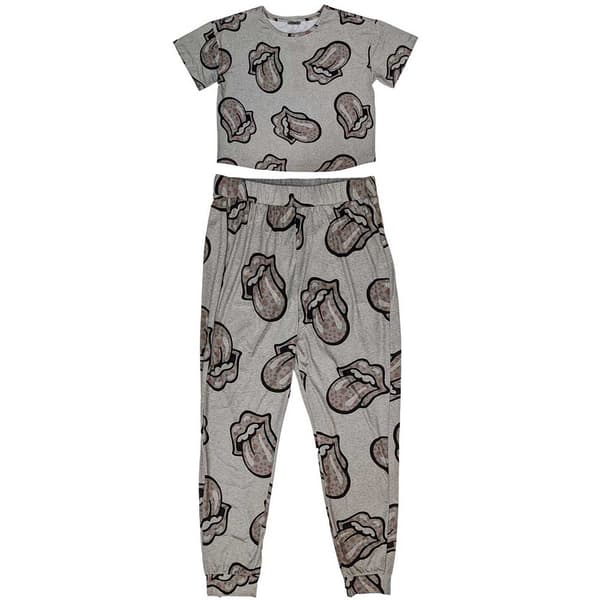 The Rolling Stones Ladies Pyjamas: Heart Tongue (X-Large)