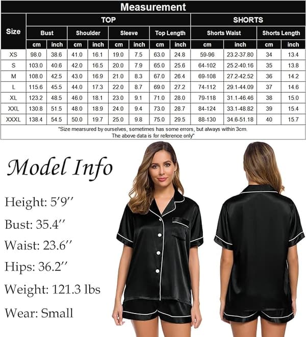 INF Button Down Short Pyjamas Set för kvinnor 2-delade toppar och shorts
